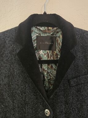 John Richmond Vintage Y2K Wool Herringbone Embroidered Rock Blazer US 6